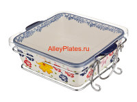 БЛЮДО ДЛЯ ЗАПЕКАНИЯ С КРЫШКОЙ  НА МЕТАЛЛ.ПОДСТАВКЕ 24*22 СМ.ВЫСОТА=10 СМ.