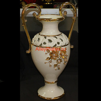 Ваза для цветов "Флора", с ручками, белая с золотым декором, SW,h 59 cm, L 34 cm 697AP1BO 