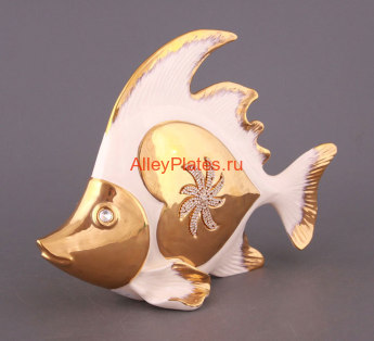 ФИГУРКА "РЫБА БЕЛАЯ СО СТРАЗАМИ" ДЛИНА=35,5 СМ.ВЫСОТА=26 СМ. 