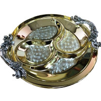 6116306 Менажница "MAUSY", из 4-х отсеков, с ручкой, цвет: золотой, d 28 cm 6116306