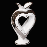Ваза "Сердце", Swarovski, белая с декором платинного цвета, h 30 cm 749APBP