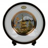 Тарелка декоративная, 15 см, белая, с подставкой, Пагода в сакуре (silver) SP/PL15W Morita&Co - 