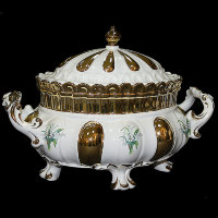 1485=BODR-MUG Супница "Барокко - Ландыши", цвет: белый с золотой отд., 32х20х23 см 1485=BODR-MUG