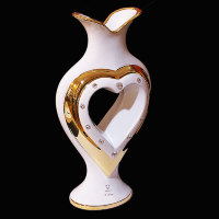 Ваза "Сердце", Swarovski, белая с декором золотого цвета, h 36 cm 751APBO
