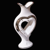 Ваза "Сердце", Swarovski, белая с декором платинного цвета, h 36 cm 751APBP