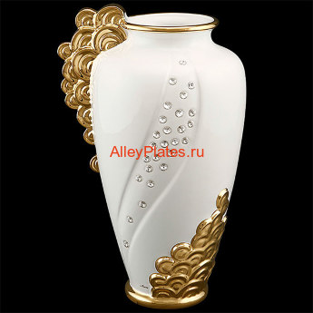 S1804W=1=BOP Ваза "MILKY WAY", цвет: белый с золотой отд. и фиолетовым декором, SW, 21х18х35 см S1804W=1=BOP Купить статуэтки Ahura. Купить вазы и колонны Ahura. Производитель Ahura Италия. Купить дорогой подарок Вип класса. Широки выбор эксклюзивных подарков и предметов интерьера Ahura. Купить колонны Ahura премиум класса.