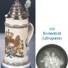Немецкая литровая фарфоровая пивная кружка с крышкой, полупрозрачным дном и рисунком герба Королевства Бавария 1794 года