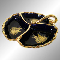Менажница, круглая, с ручкой, синяя, h 10 cm, d 26 cm 423APBLEUD
