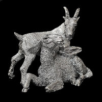 2203AP0 Статуэтка "Год Козы/Овцы - 2015", в упаковке, цвет: серебряный, 9х8 см 2203AP0