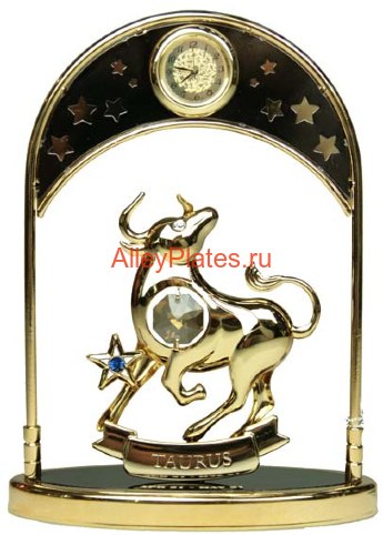 Фигурка декоративная с часами - знак зодиака &amp;amp;quot;Телец&amp;amp;quot; 14см (уп.1/12шт.) 