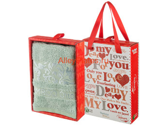 ПОЛОТЕНЦЕ  "OZKURT LOVE"  50*90 СМ,БАМБУК , МЕНТОЛ 