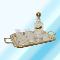 6AP55AP Набор для водки (декантер + 6 рюмок + поднос), коллекция "Gold Plated" 6AP55AP