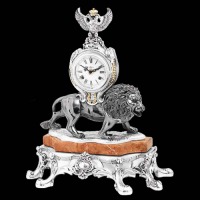 Часы настольные двуглавый орел, h 50 cm, L 42 cm, Linea Argenti