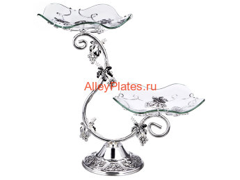 КОНФЕТНИЦА 2-Х ЯРУСНАЯ 21*21/21*21 СМ. ВЫСОТА=34,5 СМ. 