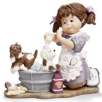 Статуэтка, 16 см, Девочка моет собачек 746614 Creationes Nadal, статуэтки "Nadal"