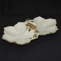 Менажница "Лист",большой, цвет: белый с золотым, SW, 21x43x4 cm 289AP1BO